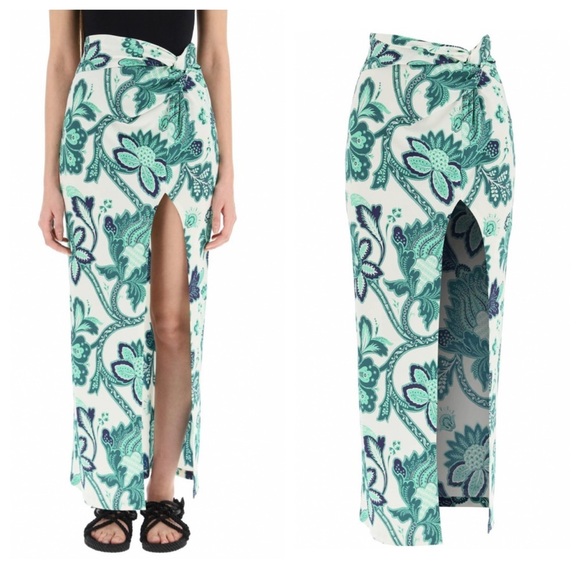 ETRO Tree Of Life High Slit Maxi Sarong Wrap Skirt Sz:42/Medium Spring 2022 - Picture 13 of 14